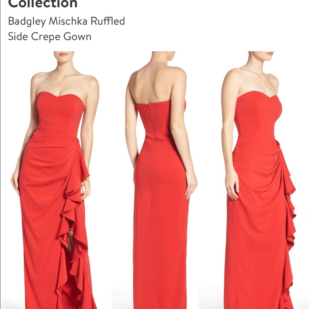 Badgley Mischka: Strapless ruffle gown